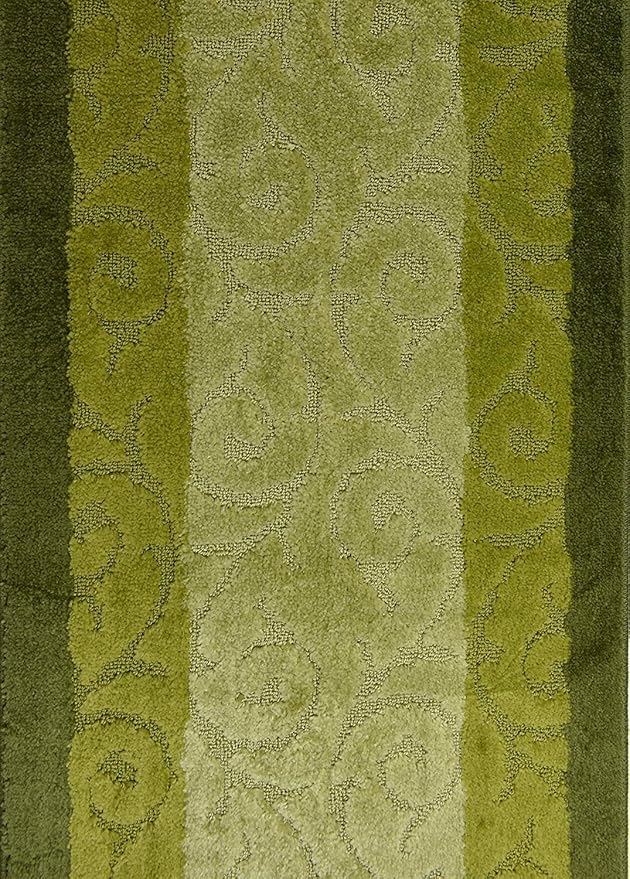 ORFA HOME Custom Cut Hallway Runner Rug, Slip Resistant, 31 Inch Wide X Your Choice of Length, Scroll Green, 31 Inch X 45 feet