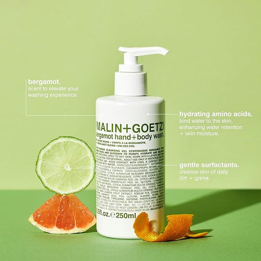 MALIN+GOETZ Women's Bergamot Hand + Body Wash, Clear, 8.45 Fl Oz (Pack of 1)