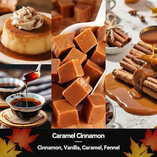 Caramel Cinnamon Luxury Candle - Rich Gourmand Scent, 7oz Natural Soy Wax, Hand-Poured Cozy Home Scented Candle - Elegant Home Fragrance for Living Room, Dinner Party & Self-Care Indulgence