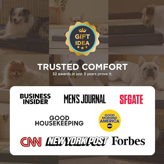 Bedsure Large Dog Bed for Crate - Orthopedic Flat Pet Beds with Removable Washable Cover, Egg Crate Foam Crate Mat, Suitable for Pet Up to 50 lbs