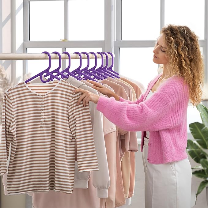 NEATERIZE Ultra Heavy Duty Plastic Clothes Hangers - Purple - Durable Coat, Suit and Clothes Hanger. Perchas De Ropa (38 Pack - Purple)