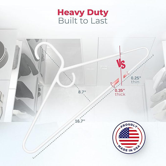 Neaties Heavy Duty Clothes Hangers 36 Pack – Made in The USA – 8lb Capacity Plastic Hangers for Adult Clothing – Durable for Pants, Coats, Jackets, or Jeans – Peach