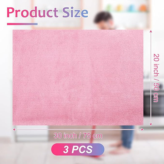 Newwiee 3 Pcs Extra Large Microfiber Cleaning Cloth 30" x 20" Washable Reusable Microfiber Towel Streak Free Lint Free Cloth for Cleaning Home Glass Office Window Bathrooms (Pastel Colors)