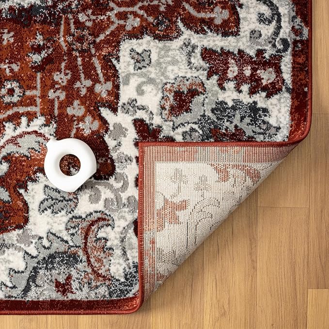 LUXE WEAVERS Moroccan Red 5x7 Medallion Area Rug for Living Rooms