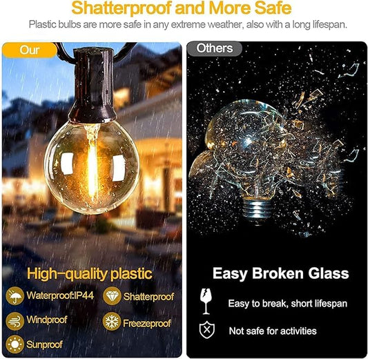 Svater Outdoor String Lights 300 FT, Patio Lights Outside with 156 G40 Shatterproof LED Bulbs, Waterproof Hanging Globe Lighting for Bistro Backyard Cafe Market, Warm White 2700K(3 x 100 FT)