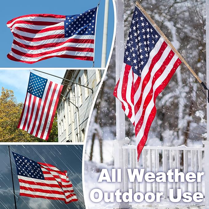 American Flag 2x3 FT TearProof Series, Heavy Duty Tough Spun Polyester USA Flags High Wind for Outside Outdoor with Durable Embroidered Stars Sewn Stripes Brass Grommets