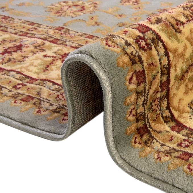 Rugs.com Aditi Collection Rug – 6' Round Light Blue Low Rug Perfect for Kitchens, Dining Rooms