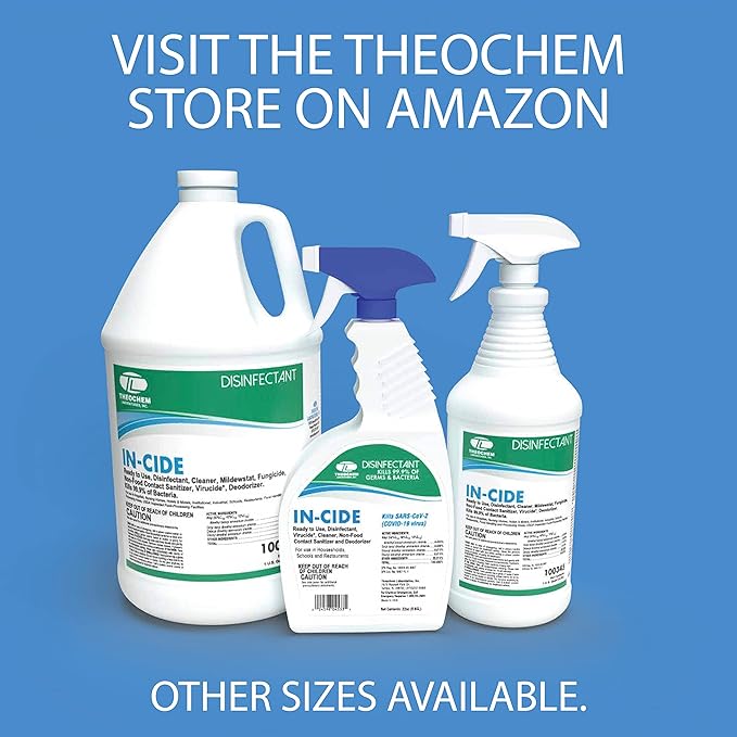 In-Cide Hospital Grade Disinfectant Spray - EPA Registered Cleaner Kills 99.9% MRSA, Norovirus - Medical Grade for Home Office Clinic - Fresh Scent - 1 Gallon + 32oz Bundle