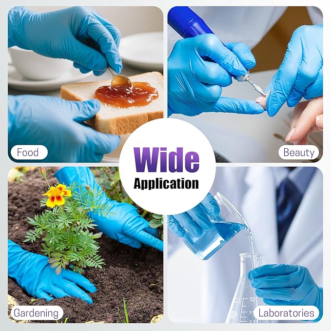 Heavy Duty Disposable Nitrile Exam Gloves 6 mil 1200 Count Gloves Blue Latex-Free,Food-Safe, Powder Free, Non-Sterile