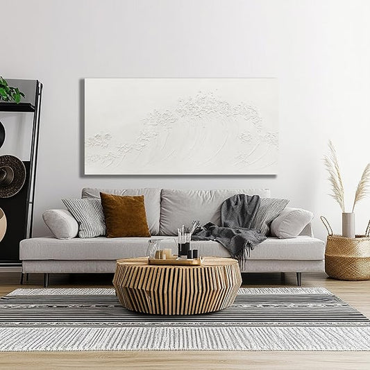 Yuaxker Large Ocean Wall Art White Wave Wall Decor Abstract Aesthetic Canvas Painting Artwork for Living Room Bedroom Dining Room Office Home Decor 30x60 Inch