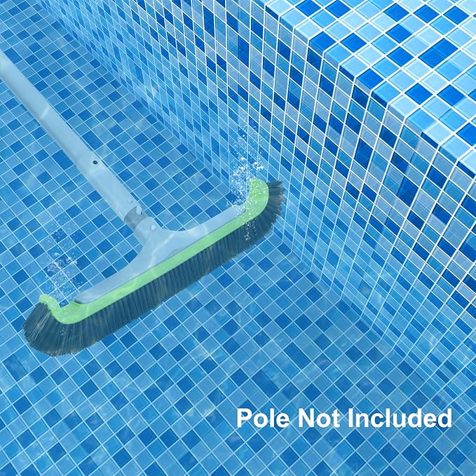 Sepetrel Upgraded Pool Brush Head for Cleaning Pool Walls,Heavy Duty Inground/Above Ground Aluminum Swimming Pool Scrub Brushes with Curved Ends & Premium Strong Bristle