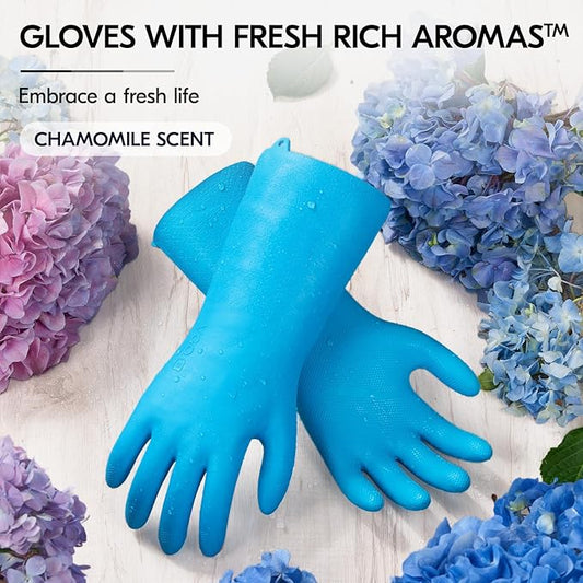 Vgo... 1 Pair Household Cleaning Gloves Infused with Rich Aromas, Long Sleeves Lined Dishwashing Gloves, Bathroom & Kitchen Cleaning, Gardening & Pet Care (Light Blue, S, TP1117)