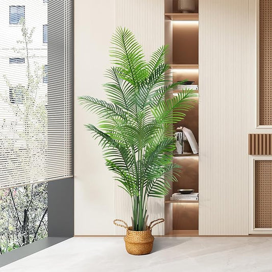AnTing Artificial Areca Palm Plant Faux Tropical Tree 6FT, Fake Palm Tree Indoor Decor with 15Trunks for Home Office Garden Hotel Decor Gift(2pack)