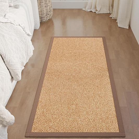 Washable Hallway Runner Rug 2x5 Jute Like Kitchen Runner Mat Rugs Non Slip, Woven Soft Entryway Farmhouse Runner Boho Floor Carpet for Indoor Laundry Hall Backdoor Bedroom Living Room, Brown