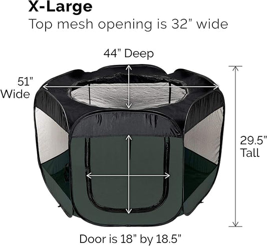 Furhaven Portable Dog Playpen Cat Tent, Pet playground,Kennel foldable indoor outdoor zippered puppy crate - Hunter Green, Extra Large