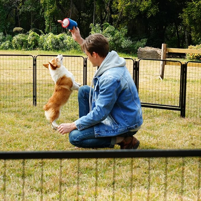 SunsGrove Dog Playpen Outdoor with Wider Door, Heavy Duty 50 Inch 16 PanelsDog Pen, Anti Rust Dog Fence Indoor, Easy Insert into Soil, Pet Playpen for Yard RV Camping