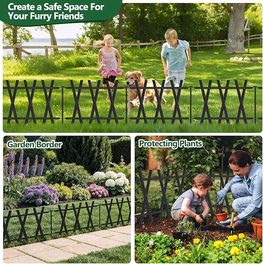 Metal Decorative Garden Fence Rustproof Animal Barrier No Dig Decorative Fencing for Dogs,Pet, Yard,& Patio, Landscape, Border,Easy Installation 13" H×7 Ft (5 Panels)