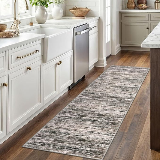 2x6 Modern Abstract Runner Rug for Hallways, Brown Green Black White Super Soft Hallway Decor Kitchen Rugs with Non-Slip, Non-Shedding Washable Rug for Entryway Bedroom Indoor