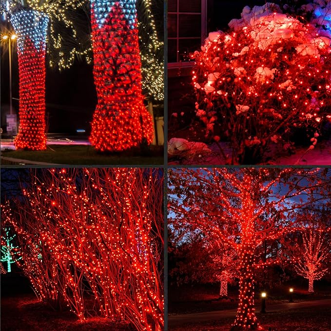 1200LED (24pk of 50L) String Lights, LED Christmas Lights, 6" SPACING,Green Wire, RED
