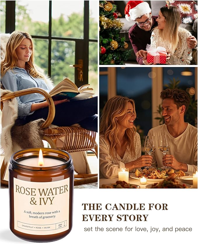 4 Pack Scented Candles for Women: 28oz Natural Soy Candles for Home Scented, Up to 200H Burning, Aromatherapy Candle Set, Jar Candle Gift Set for Bath Meditation, Birthday Christmas Gifts, Home Decor