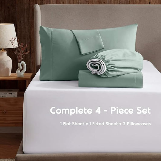 Nestl Full Sheet Set - Luxury 1800 Ultra-Soft Microfiber Full Bed Sheets - Double Brushed - Deep Pockets - Easy Fit - 4 Piece Set - Bedding Sheets & Pillowcases (Full, Sage Green)