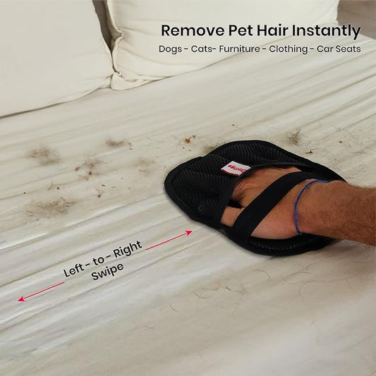 Upgraded Electrostatic Pet Hair Removal Glove for Cats & Dogs – 5-Finger Cat Hair Remover - Reusable Magic Brush Pet Hair Remover Tool for Laundry, Furniture, Carpet, Bedding & Car Seats