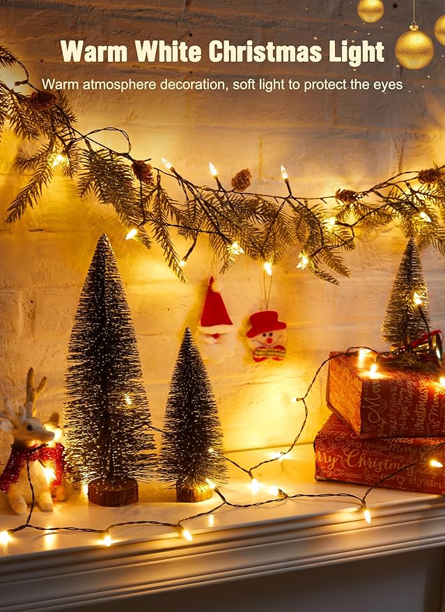 Battery Operated Christmas String Lights, 8ft 20 LED Mini Lights with Timer, Christmas Tree Lights for Indoor Outdoor Bedroom Wedding Party Holiday Xmas Decoration,Warm White(4 Pack)