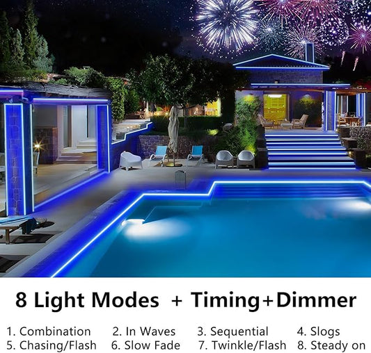 KNONEW 164FT 1000LED Rope Lights for Outside,Outdoor String Lights Waterproof 8 Modes Clear Tube Light for Indoor,Bedroom,Wedding,Garden,Patio,Christmas,Tree,Rv,Holiday Decoration(Blue)