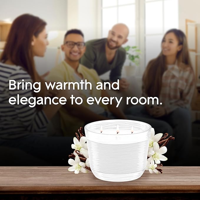 Glade Sheer Vanilla Embrace, Fragrance Candle Infused with Essential Oils, Air Freshener Candle, 3-Wick Candle, 6.8 Oz, 3 Count