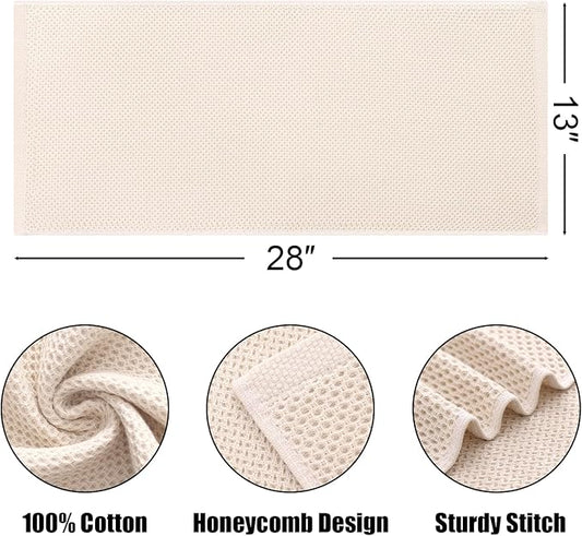 Kitinjoy 100% Cotton Waffle Weave Kitchen Towels, 8-Pack Super Soft and Absorbent Dish Towels for Drying Dishes, Kitchen Hand Towels, 13 in x 28 in, Beige