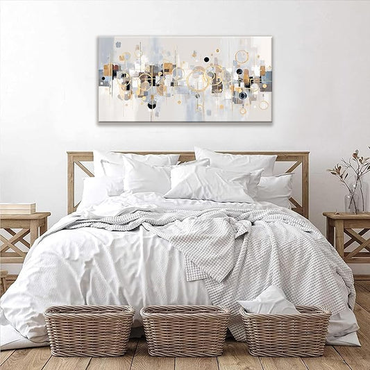 Abstract Wall Art Decor Modern Minimalist Circles Gold Grey Artwork Canvas Wall Art For Bedroom Living Room Kitchen Bathroom Apartment Home Wall Decor 20x40 Inch Ready To Hang