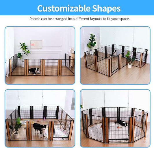 Heavy Duty Dog Playpen 32 Inch Height - Indoor Outdoor Pet Fence Enclosure for Medium and Small Dogs - Foldable Puppy Exercise Pen for Indoor and RV Camping or Yard (12 Panels, 32" H (Black))