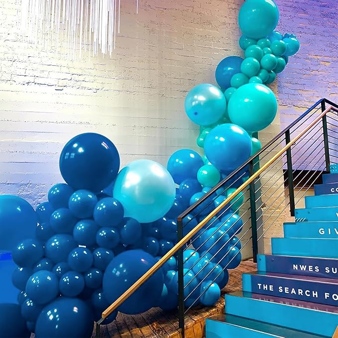 PartyWoo Dusty Blue Balloons 50 pcs 12 Inch Matte Dark Boho Blue Balloons for Graduation Baby Shower Gender Reveal Under the Sea New Born Birthday Party Decorations Blue-F58