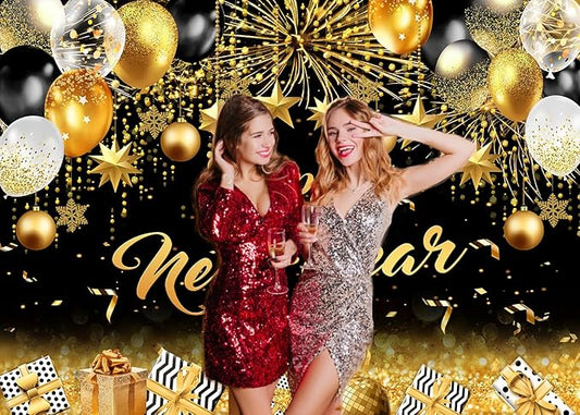 Dudaacvt 7X5FT Happy New Year Party Backdrop Happy New Year Banner for 2026 Party Decoration, 2026 Family Holiday Party Banner