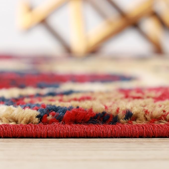 Superior Indoor Small Area Rug, Jute Backed, Perfect for Living/ Dining Room, Bedroom, Office, Kitchen, Entryway, Modern Geometric Trellis Floor Decor, Viking Collection, 2' x 3', Red Blue