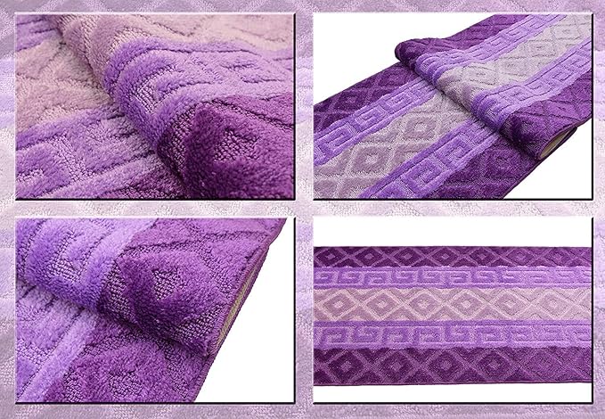 Custom Cut Hallway Runner Rug, Slip Resistant, 31 Inch Wide X Your Choice of Length, Meander Lilac, 31 Inch X 20 feet