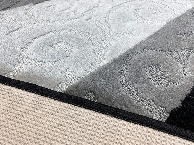 Custom Size Hallway Carpet Runner Rug, Slip Resistant, 31 Inch Wide X Your Choice of Length, Scroll Black, 31 Inch X 26 feet
