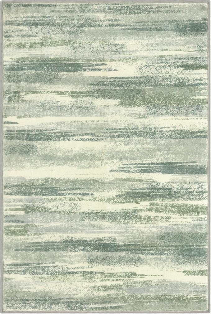Modern Abstract Entryway Rug Indoor 2x3 Washable Rug Non-Slip Soft Small Area Rug Sage Green Grey Kitchen Mats Thin Print Faux Wool Floor Carpet Throw Rugs for Entrance Bedroom
