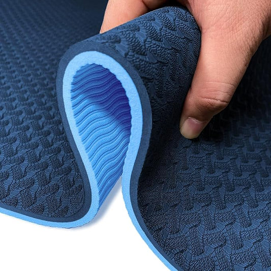 Yoga Mat 1/3 inch QMKGEC Exercise Mats 8mm TPE Non-Slip Extra Thick High-Density Eco Friendly for Yoga Workout Pilates Yoga Mats for Women Men