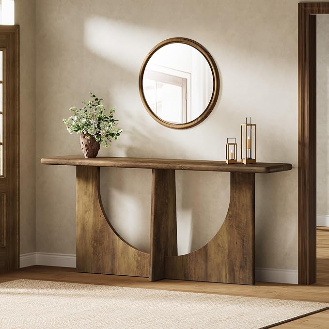 Tribesigns Console Table for Entryway, 71-Inch Farmhouse Entryway Table with Sturdy Geometric Frame, Extra Long Sofa Console Behind The Couch for Living Room, Foyer, Entrance, Rustic Brown