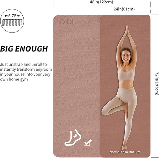 8mm Large Yoga Mat (6'x 4') - Extra Long and Wide 72 x 48 x 0.32 inches, Non-Slip POE Fitness Mat, Eco-Friendly, Thick Wide Exercise Mat for Home Workouts,Ideal for Yoga and Pilates.