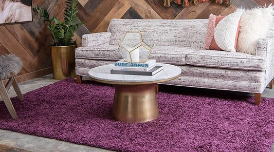 Unique Loom Solid Shag Collection Area Rug (5' 1" x 8' Rectangle Eggplant Purple)