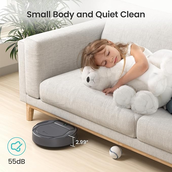 Lefant M210 Pro Robot Vacuum, Slim Quiet, 3 Adjustable Suction Levels, 6 Modes, Robot Vacuum Cleaner for Pet Hair, Hard Floors & Low Carpets, Self-Charging, WiFi/App/Alexa Control, Gray