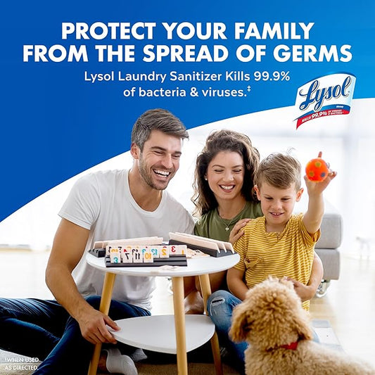 Lysol Laundry Sanitizer Additive, Free & Clear, Free from Fragrance and Dyes, 0% Bleach Laundry Sanitizer, Bacteria-causing Laundry Odor Eliminator, Unscented, 90 Fl Oz (Pack of 1) - Package May Vary