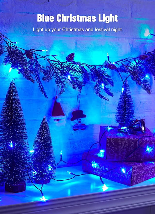 Battery Operated Christmas String Lights, 8ft 20 LED Mini Lights with Timer, Christmas Tree Lights for Indoor Outdoor Bedroom Wedding Party Holiday Xmas Decoration,Blue
