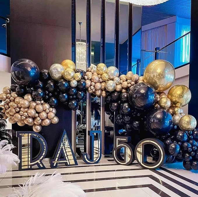 KALOR 12 Inch Metallic Gold Balloons, 50 Pcs Latex Helium Metallic Balloons for Kid's Birthday Party, Baby Shower, Wedding, Graduate Party Decorations