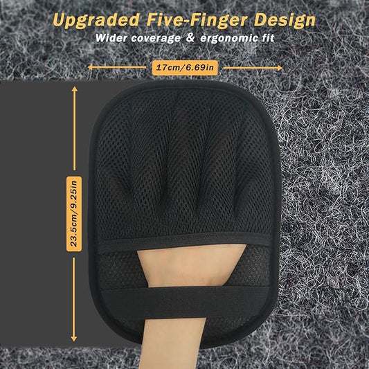 AUBELL Pet Hair Removal Glove for Dogs & Cats,2025 Upgrade Five-Finger Electrostatic Magic Brush,Animal Fur Removal Tool,Reusable Efficient Pet Hair Remover for Couch,Carpet,Clothes(1Pcs,Black)