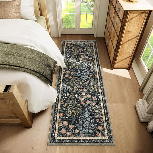 Machine Washable Rug Runners for Hallways: 2'6"x8' Kitchen Rugs Stain Resistant Non Slip Low Pile Soft Carpet Runner Rug for Entryway Bedroom Indoor Bedside Bathroom Laundry Room Farmhouse