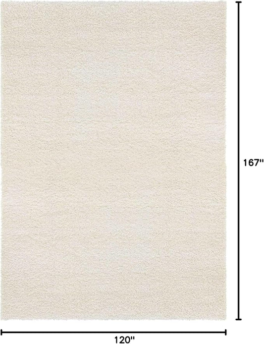 Unique Loom Solid Shag Collection Area Rug (10' x 13' 11" Rectangle, Snow White)