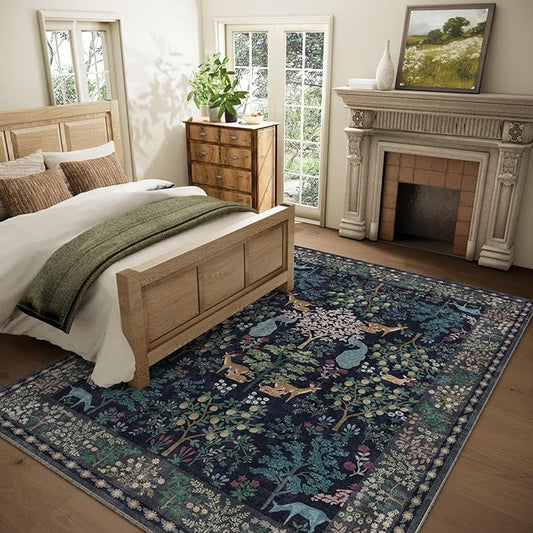 6x9 Area Rugs for Living Room: Washable Bedroom Rug Stain Resistant Non Slip Low Pile Lightweight Soft Carpet Rugs for Dining Room Kitchen Nursery Kids Room Playroom Home Office Indoor
